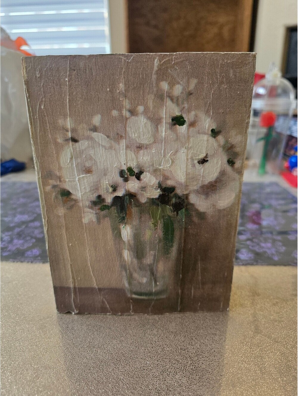 Hand painted Floral Painting on Wood Panel